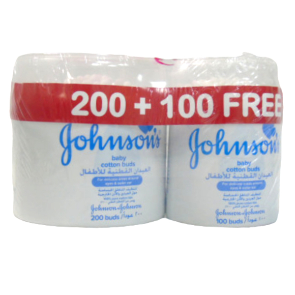 Johnson'S Cotton Buds 200 Pcs + 100 Pcs Free